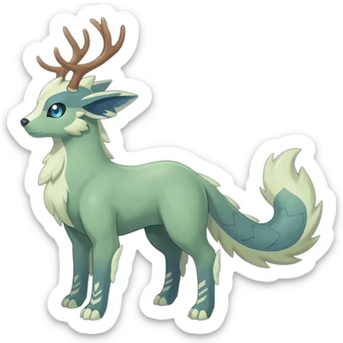 Meloetta-Trico-Silvally-Nargacuga-Sergal-Serval-Cresselia-Fakémon-creature-hybrid with antlers  sticker