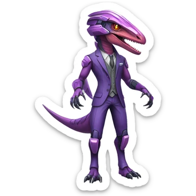Colorful Edgy Velociraptor-Genesect-Fakémon-Pokémon wearing a with a futuristic helmet And suit Full Body sticker