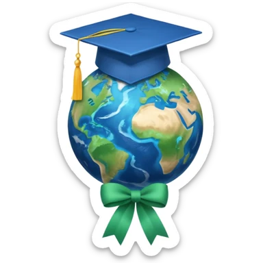 Planet Earth in a graduation cap sticker
