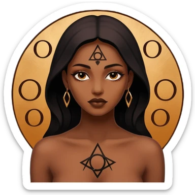 Dark oil traced over woman’s skin forming occult symbols, sensual devotion sticker