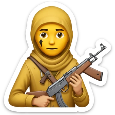 yellow beggar with an ak-47 sticker