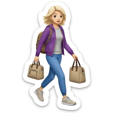 iOS emoji style - a woman in casual clothes and wearing trainers. Walking quickly. She does not have a bag or backpack.

 sticker