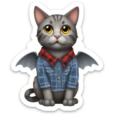 cat with wings wearing a flannel sticker