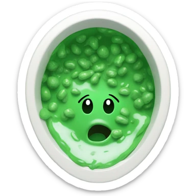 Toilet with green vomit in the bowl sticker