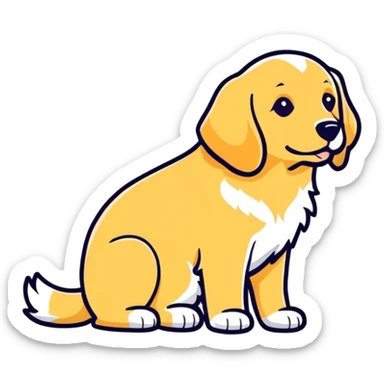 Dog golden retriever first training day sticker