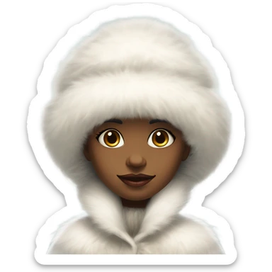 a girl with a white big fluffy fur hat and white fur coat, Ada Gladys Killins, aestheticism, a character portrait sticker