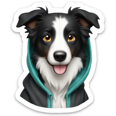 border collie short hair wearing a hoodie sticker