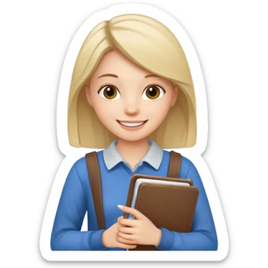 young woman with planner wears casual clothes sticker