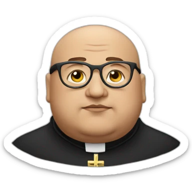 fat priest with round glasses no eyebrows sticker