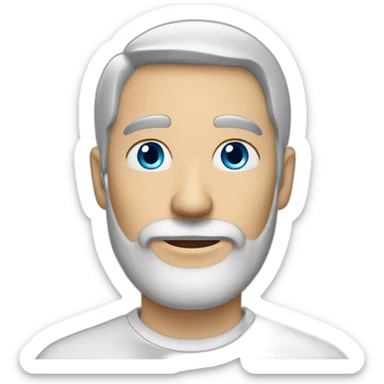 fifty white Man white shirt beard short hair blue eyes skier sticker