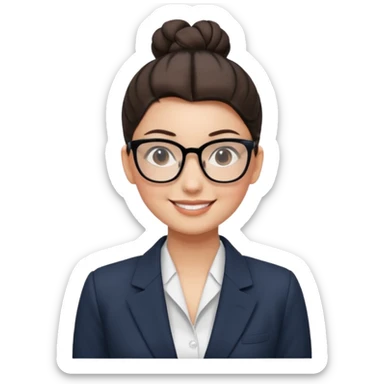 Office Worker – sleek high bun, square glasses, wearing blazer.













































 sticker