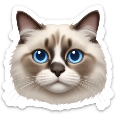 Realistic ragdoll cat with blue eyes laying on pink pillow sticker