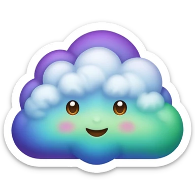 purple and green and blue gradient fluffy cloud with lighting sticker