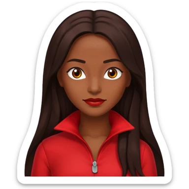 Rozonda Chilli Thomas with dark brown long hair, brown eyes, red outfit sticker