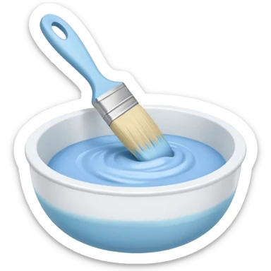 bowl of pastel blue hair dye with a brush nearby sticker