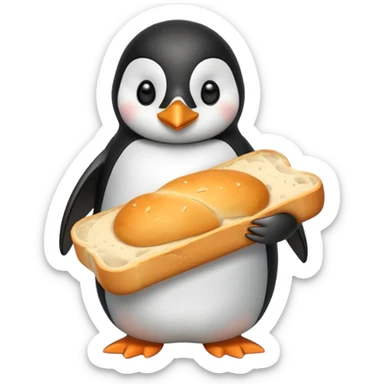a penguin holding a loaf sticker
