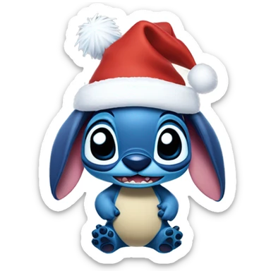 Stitch von lilo & stitch mit weihnachtsmütze sticker