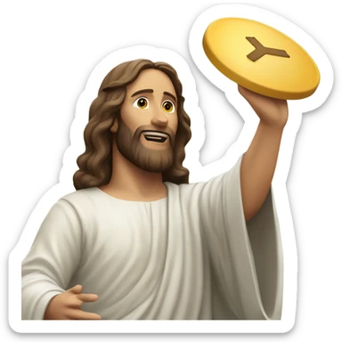 Jesus Christ tossing frisbee sticker