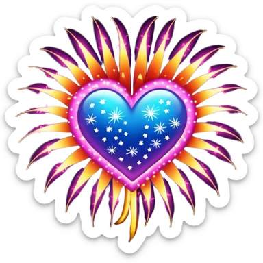 firework heart sticker