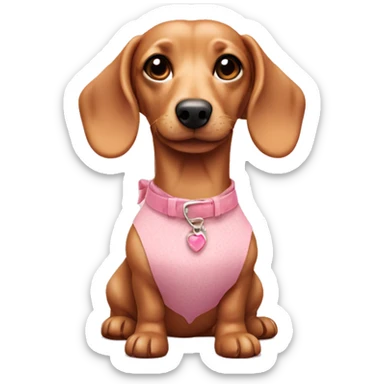 Dachsund cream with pink dress sticker