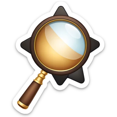 A magnifying glass put insiade a star like shape of brown/;gold/black colour. make it look smooth sticker