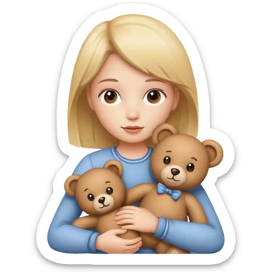 A girl with fair color and teddy bear in her hand sticker
