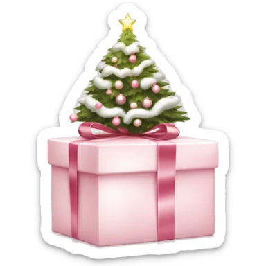 Light pink Christmas gifts under a white Christmas tree  sticker