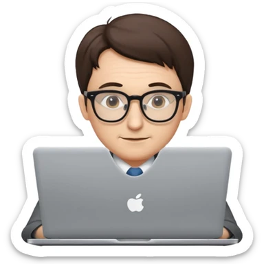 un profesor que este parado con sus lentes y su laptop sticker