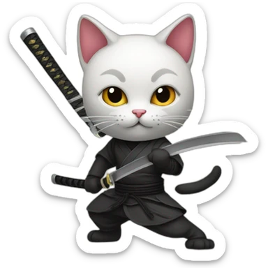 Chinese Ninja cat katana sticker