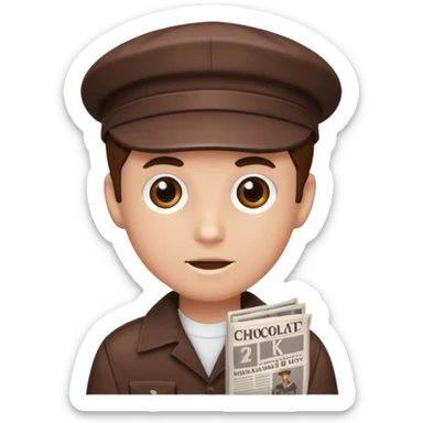 chocolate brown y2k newspaper boy cap sticker
