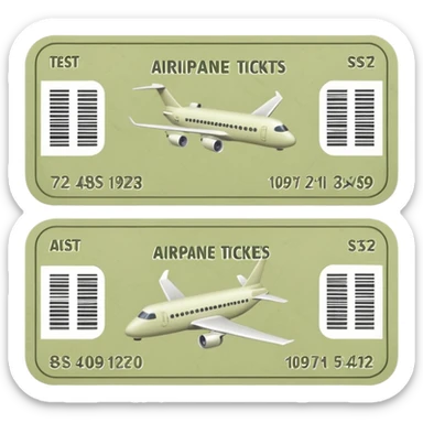 Two pale olive airplane tickets sticker