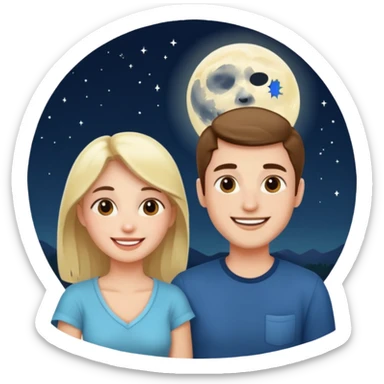 couple talking with moon in the background sticker