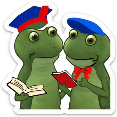 Boy with orange hair talking to a girl with brown hair sticker