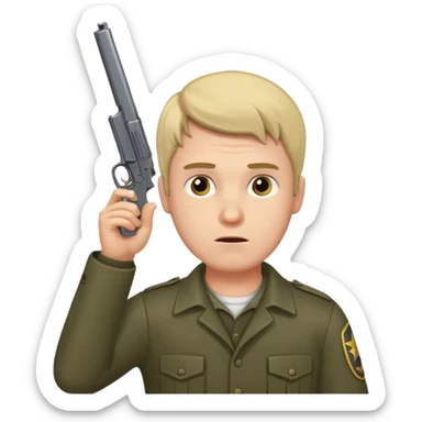 Mann hält sich eine Pistole an den Kopf  sticker