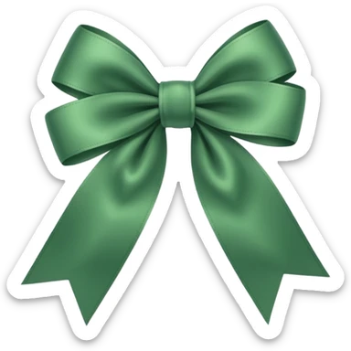 deep emerald sage green ribbon bow sticker
