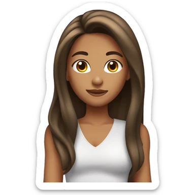 tanned girl with long brunette hair sticker