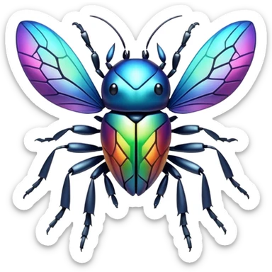 Elemental cute steel-bug-type magical colorful exotic animesque Pokémon-Fakémon-animal-creature sticker