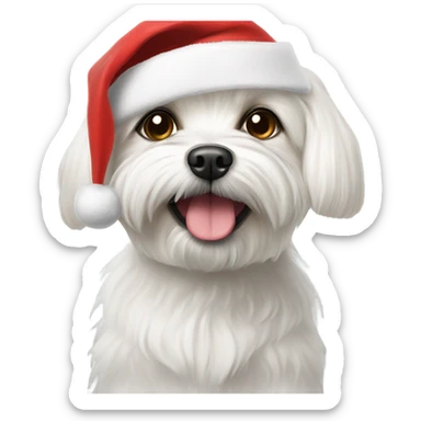 Maltese dog with Santa hat sticker