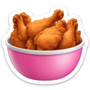 large pink bowl full of fried chicken sticker