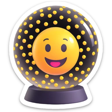 3D emoji of a crystal ball with digital patterns, symbolizing future vision sticker