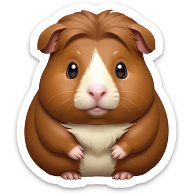 Cinematic Noble Brown Guinea Pig Portrait Emoji, Poised and regal, with a compact, chubby build and a soft, well-groomed rich brown coat, deep-set soulful dark eyes, Simplified yet sharp and sophisticated features, highly detailed, glowing with a warm, dignified glow, high shine, intelligent and charming, stylized with an air of gentle coziness, focused and attentive, soft glowing outline, capturing the essence of a watchful and confident little rodent, so majestic it feels as though it could scurry out of the screen with effortless authority! sticker