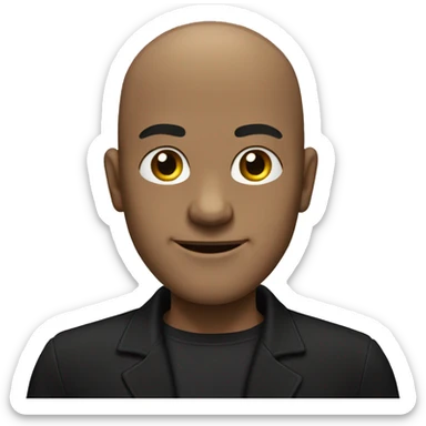 Bald man with a very very strong square jaw and a black button up shirt sticker