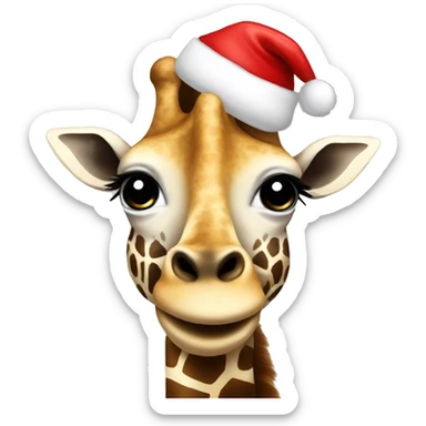 Giraffe in Santa hat sticker