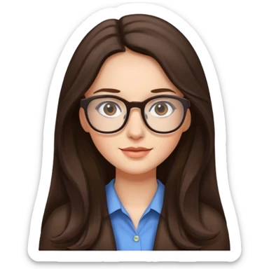 Pretty brunette long haired woman with glasses sticker
