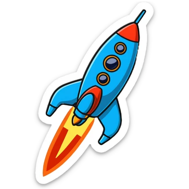 rocket ship product sticker