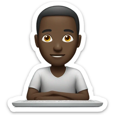 african man with computer sticker