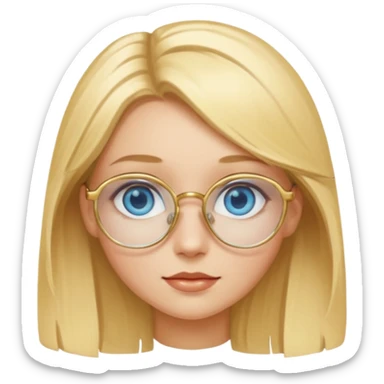 une fille blonde au yeux bleus avec des lunette dorée assez grande sticker