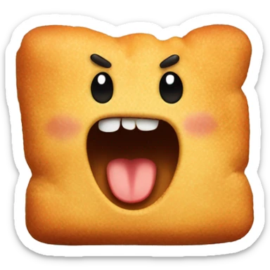 mad screaming, fearfull, smiling chicken nugget with teeth in his hand sticker
