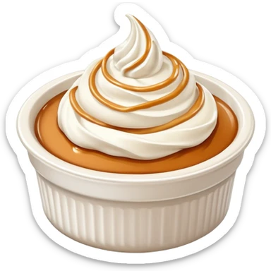 Dulce de leche in a ramekin with cream on top sticker