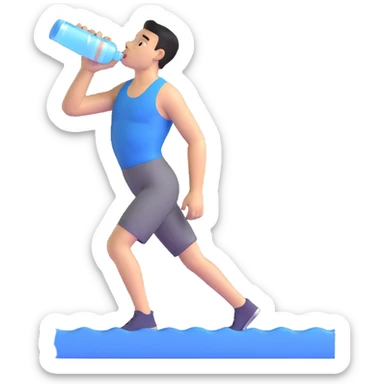 athlete drinking water after workout sticker